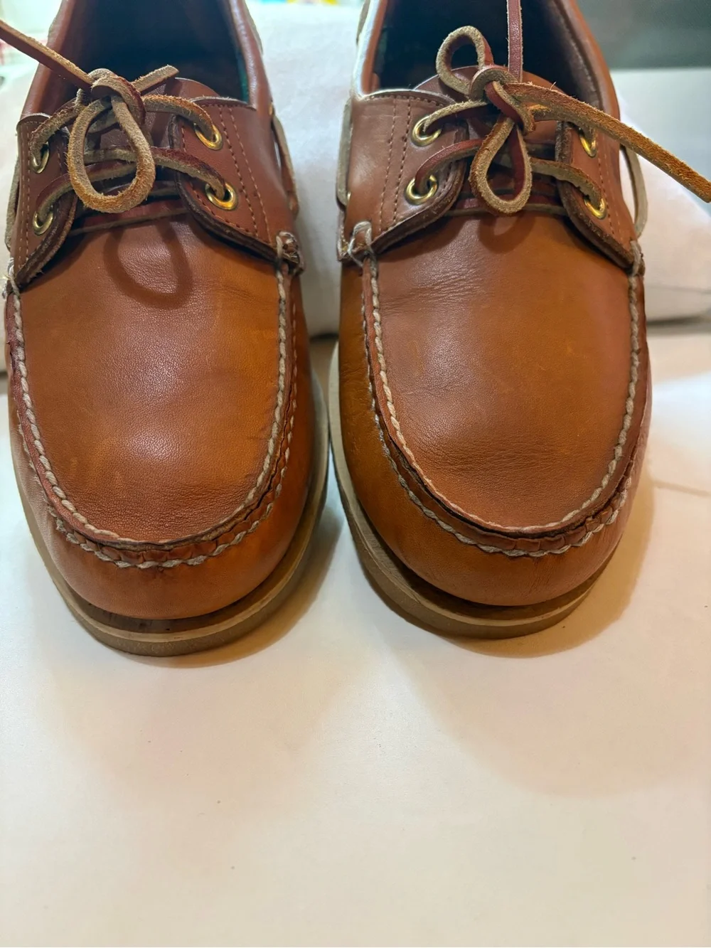 Timberlands 2 Eye Men's Classic Brown Leather Boat Shoes. Size 10